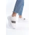 Kadın Streç Taşlı Rahat Yüksek Tabanlı Sneaker 1059 - Beyaz