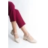 Kadın Tek Bantlı Geniş Burunlu Kalın Topuklu Ayakkabı 29205 - Ten Cilt