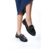 Kadın Tokalı Rahat Loafer K68 - Siyah Cilt