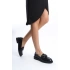 Kadın Tokalı Rahat Loafer K68 - Siyah Rugan