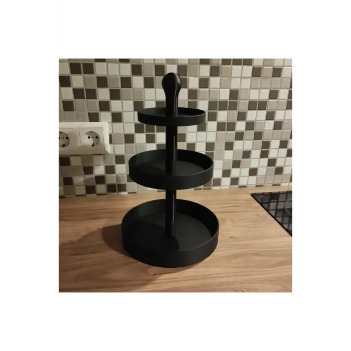 Üç Katlı Atıştırmalık ve Pasta Servis Standı (3D Yüksek Kalite)