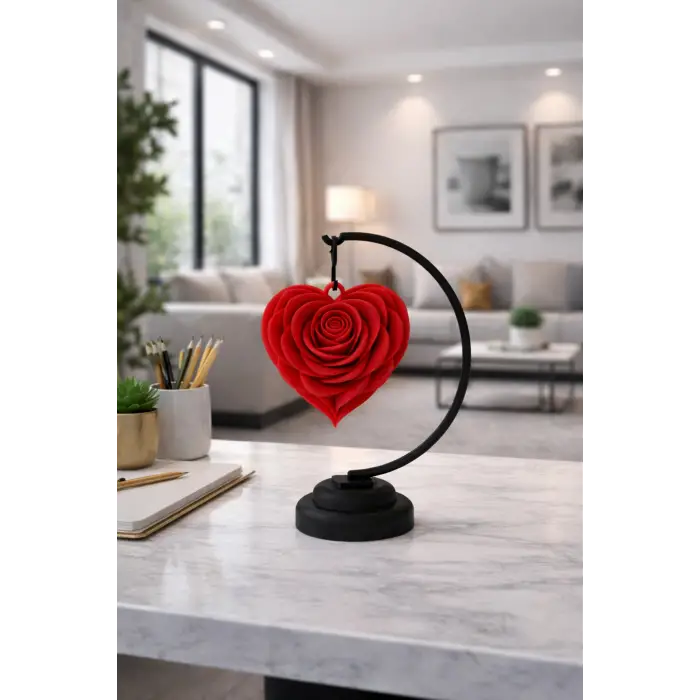 Stant Salıncaklı 3 Boyutlu Gül Temalı Sarkan Dekoratif Masaüstü Obje-Biblo
