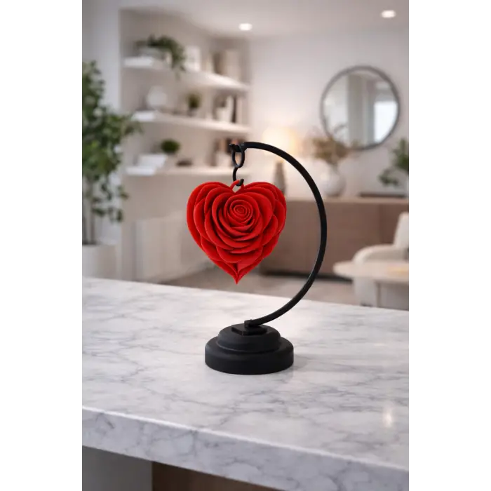 Stant Salıncaklı 3 Boyutlu Gül Temalı Sarkan Dekoratif Masaüstü Obje-Biblo