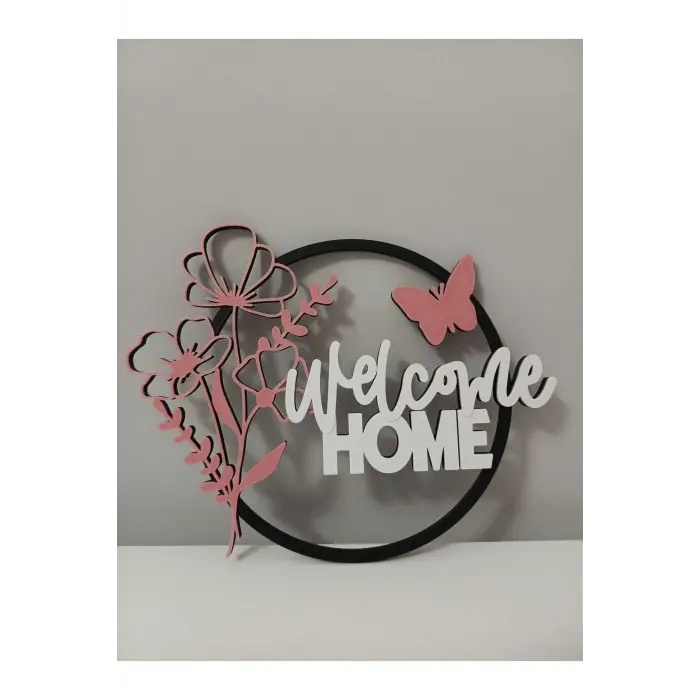 Welcome Home - Evime Hoşgeldin Temalı Dekoratif Figür, Kapı Süsü Ev Dekorasyon Ürünü