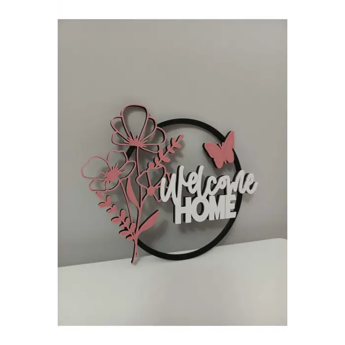 Welcome Home - Evime Hoşgeldin Temalı Dekoratif Figür, Kapı Süsü Ev Dekorasyon Ürünü