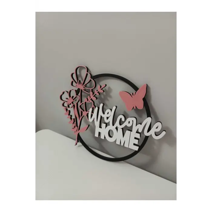 Welcome Home - Evime Hoşgeldin Temalı Dekoratif Figür, Kapı Süsü Ev Dekorasyon Ürünü