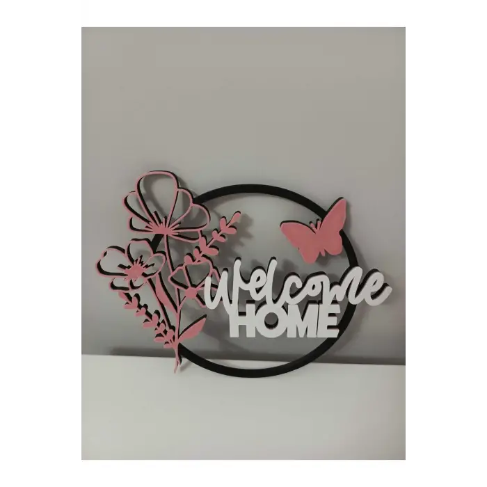 Welcome Home - Evime Hoşgeldin Temalı Dekoratif Figür, Kapı Süsü Ev Dekorasyon Ürünü