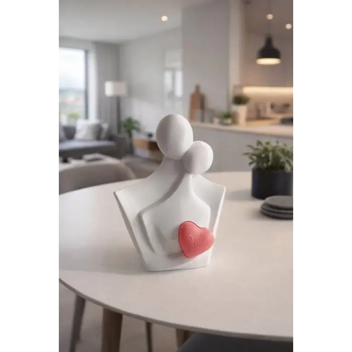 Sarılan Çift Romantik Ev Dekorasyonu 3D Minimal Obje Figür 9cm x 10cm