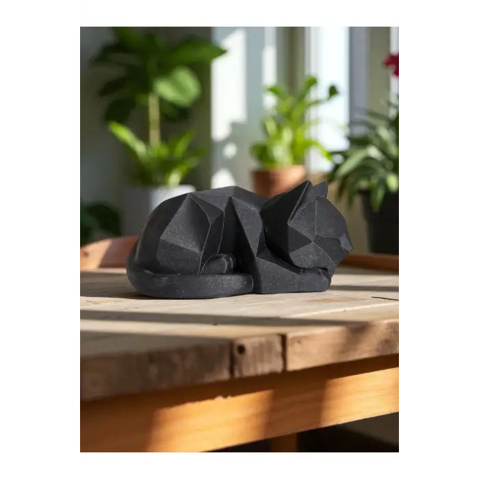 Sevimli Oturan Yavru Kedi Ev Dekorasyonu Dekoratif Figür, Biblo 3D 15x11cm