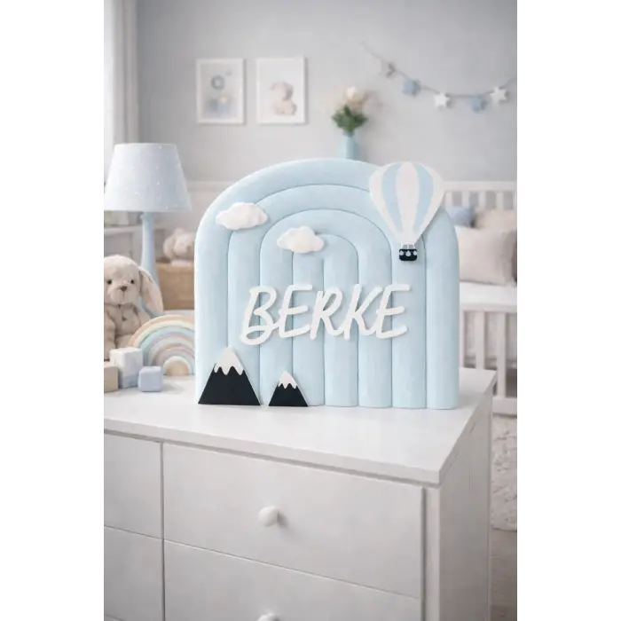 Kişiye Özel Gökyüzü Temalı İsme Özel Bebek Kapı Süsü 25x25cm