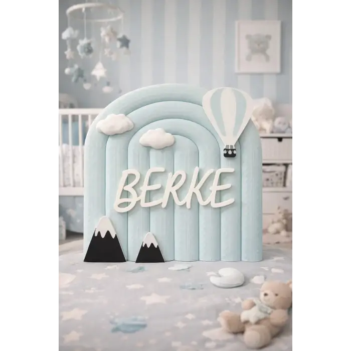 Kişiye Özel Gökyüzü Temalı İsme Özel Bebek Kapı Süsü 25x25cm