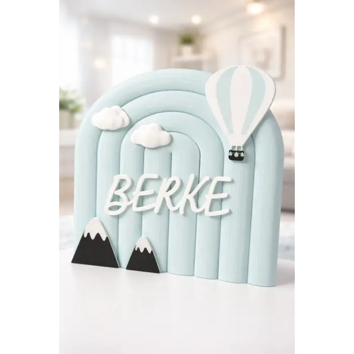 Kişiye Özel Gökyüzü Temalı İsme Özel Bebek Kapı Süsü 25x25cm