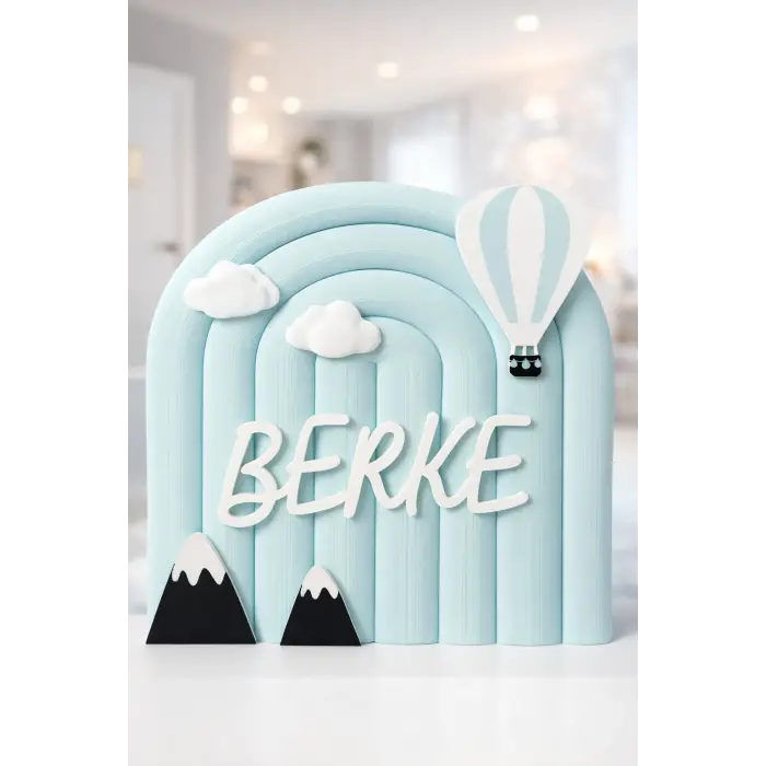 Kişiye Özel Gökyüzü Temalı İsme Özel Bebek Kapı Süsü 25x25cm