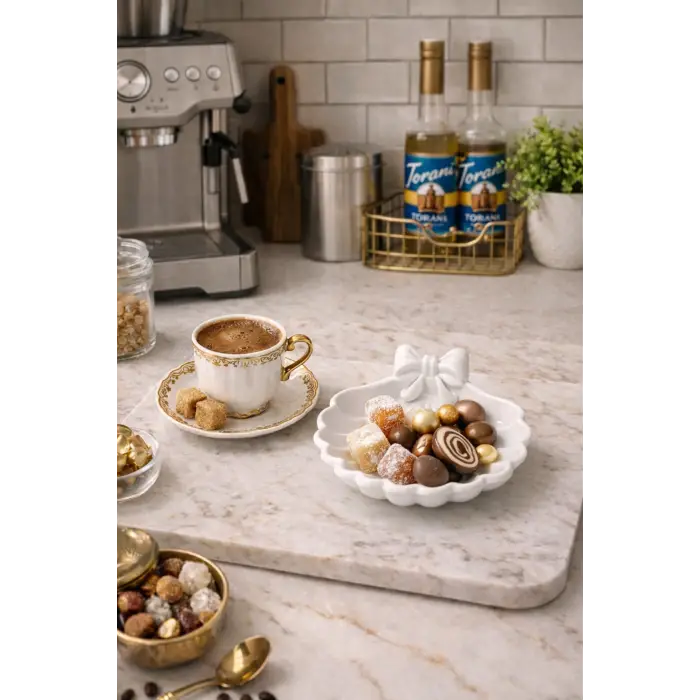 6 Adet Zarif Deniz Kabuğu Kahve Yanı Sunumluk 3D Yüksek Kalite PLA Beyaz