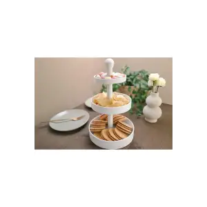 Üç Katlı Atıştırmalık ve Pasta Servis Standı (3D Yüksek Kalite)