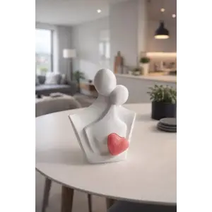 Sarılan Çift Romantik Ev Dekorasyonu 3D Minimal Obje Figür 9cm x 10cm