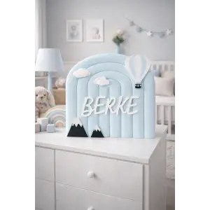 Kişiye Özel Gökyüzü Temalı İsme Özel Bebek Kapı Süsü 25x25cm