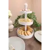 Üç Katlı Atıştırmalık ve Pasta Servis Standı (3D Yüksek Kalite)