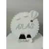 Gökyüzü Temalı İsme Özel Tasarım Erkek Bebek ve Çocuk Kapı Süsü - Kaliteli PLA Malzeme Bebek Odası Dekorasyonu 25x25cm