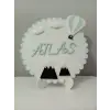 Gökyüzü Temalı İsme Özel Tasarım Erkek Bebek ve Çocuk Kapı Süsü - Kaliteli PLA Malzeme Bebek Odası Dekorasyonu 25x25cm