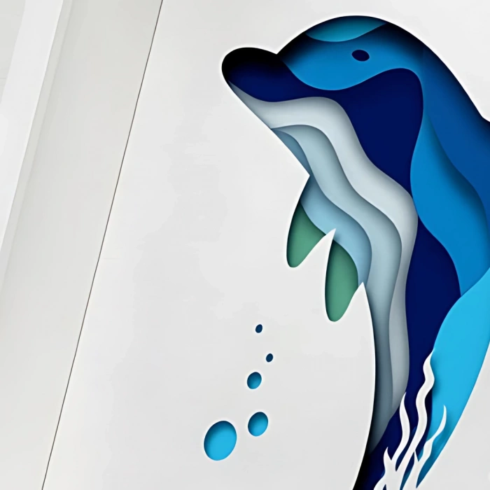 3D Deniz Temalı Yunus Çok katmanlı Duvar Tablosu