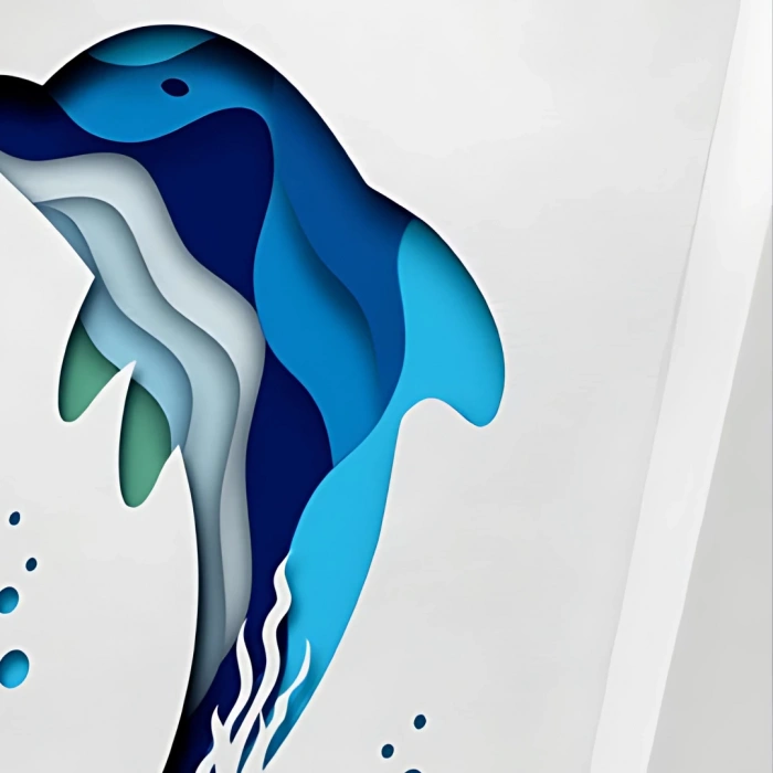 3D Deniz Temalı Yunus Çok katmanlı Duvar Tablosu