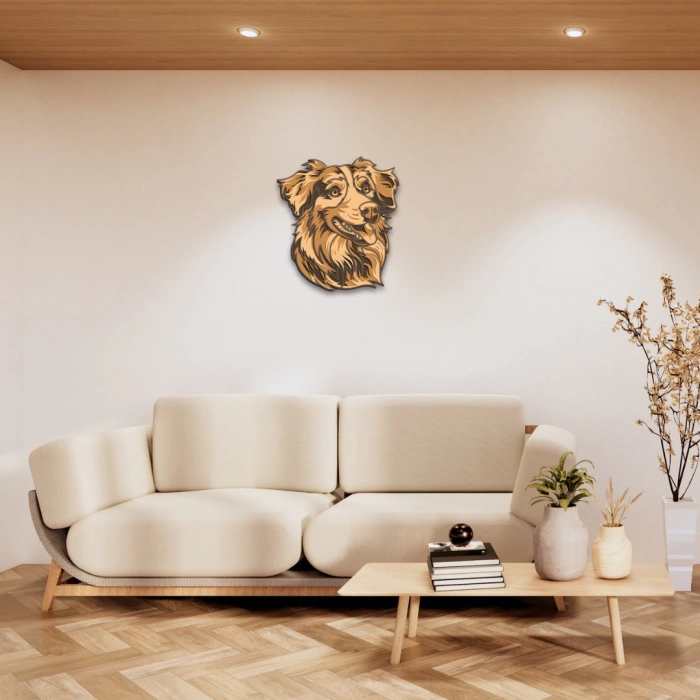 Ahşap Köpek Figürlü Duvar Dekoru