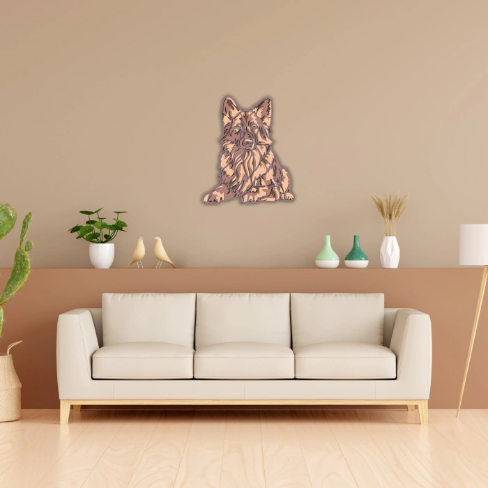 Alman Kurdu Figürlü Çok Katmanlı Ahşap Duvar Dekoru