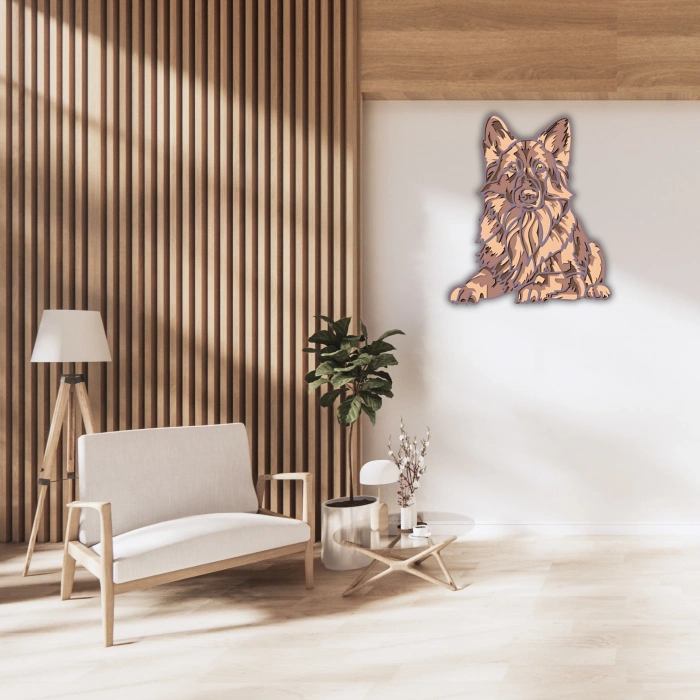 Alman Kurdu Figürlü Çok Katmanlı Ahşap Duvar Dekoru