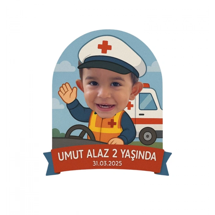 Ambulans Şoförü Temalı Kişiye Özel Doğum Günü Magneti