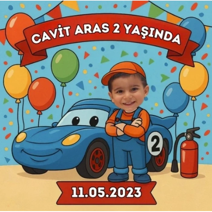Araba Temalı Kişiye Özel Doğum Günü Magneti
