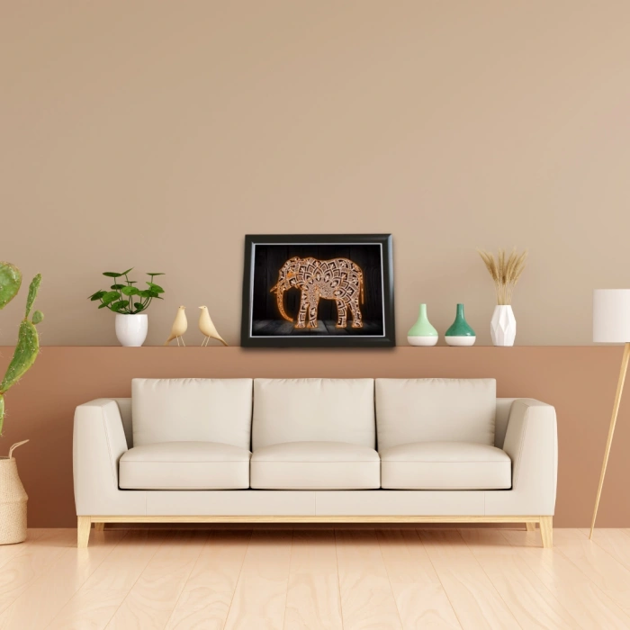 Çok Katmanlı Fil Mandala Ahşap Duvar Dekoru