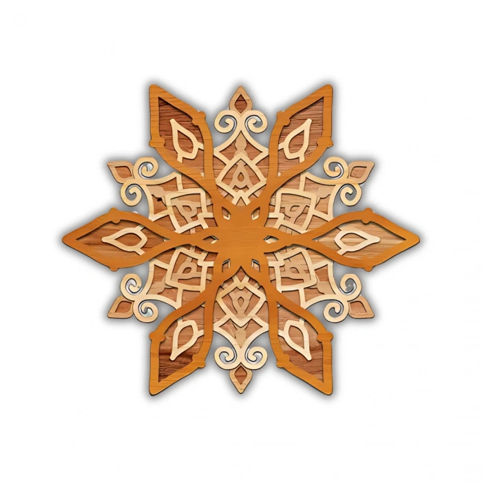Çok Katmanlı Yıldız Mandala Ahşap Duvar Dekoru