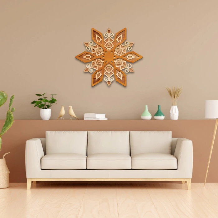 Çok Katmanlı Yıldız Mandala Ahşap Duvar Dekoru