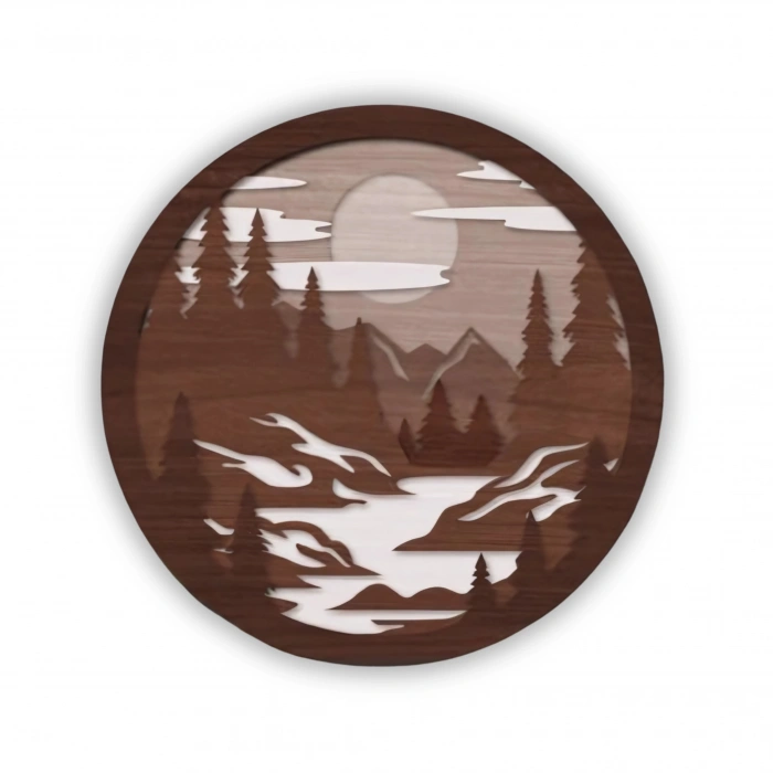 Doğa Manzaralı Katmanlı Ahşap Duvar Dekoru