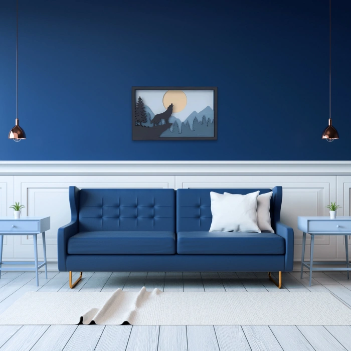 Gece ve Doğa Temalı Kurt Duvar Dekoru