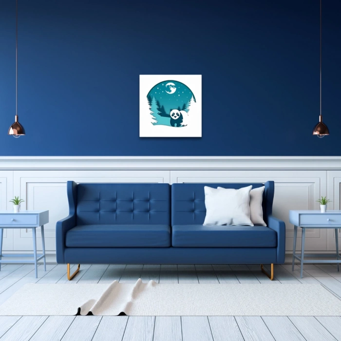 Gece ve Doğa Temalı Panda Duvar Dekoru