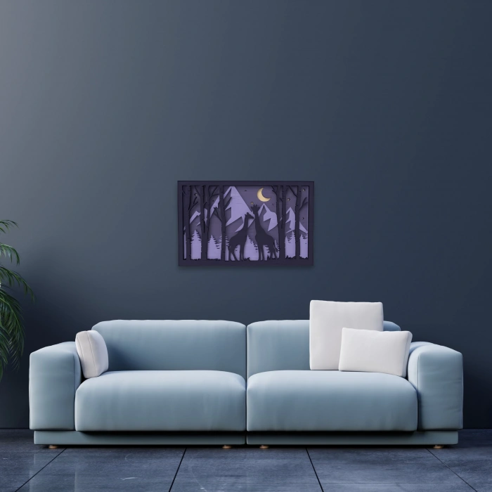 Gece ve Vahşi Doğa Temalı Kurt Duvar Dekoru