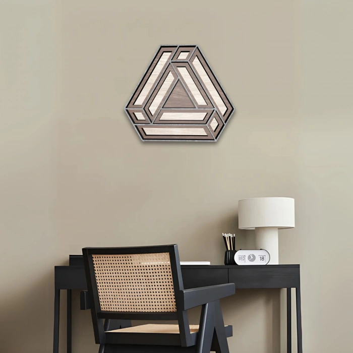 Geometrik Desenli Katmanlı Ahşap Duvar Dekoru