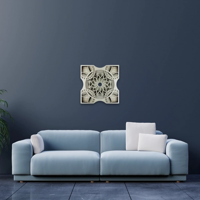 Geometrik Desenli Katmanlı Ahşap Duvar Dekoru