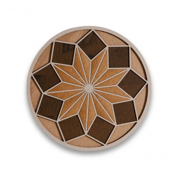 Geometrik Desenli Katmanlı Ahşap Duvar Dekoru