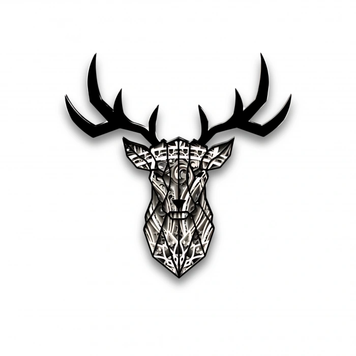 Geyik Figürlü Katmanlı Ahşap Duvar Dekoru