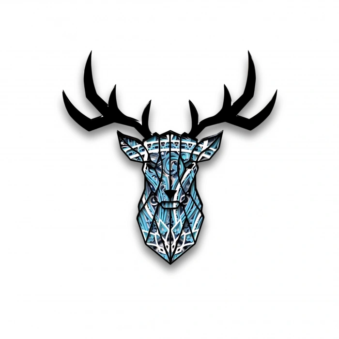 Geyik Figürlü Katmanlı Ahşap Duvar Dekoru