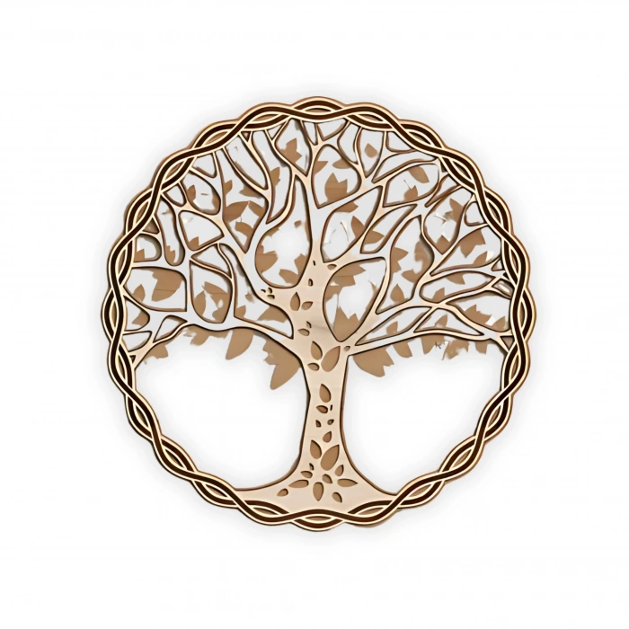 Hayat Ağacı Temalı Katmanlı Ahşap Duvar Dekoru