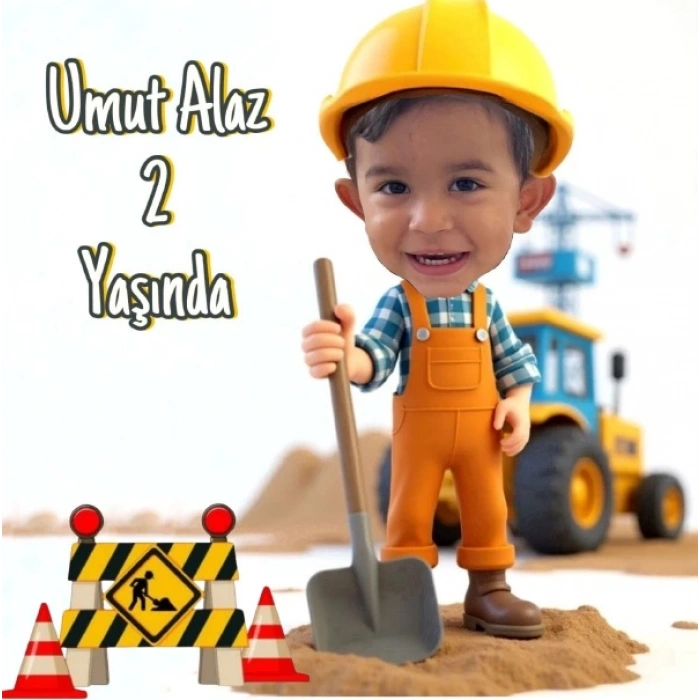 İnşaat Temalı Kişiye Özel Doğum Günü Magneti