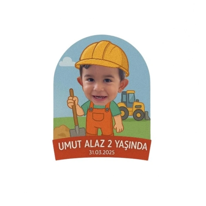 İnşaat Temalı Kişiye Özel Doğum Günü Magneti