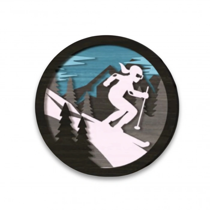 Kayak Temalı Katmanlı Ahşap Duvar Dekoru