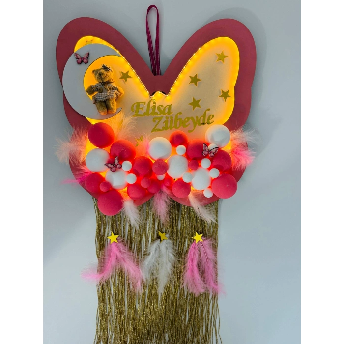 Kelebek Temalı Işıklı Kapı Süsü