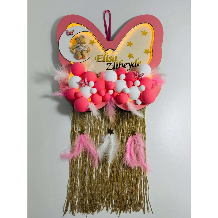 Kelebek Temalı Işıklı Kapı Süsü