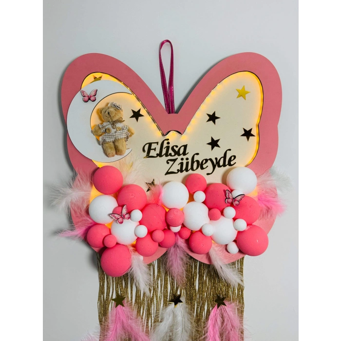 Kelebek Temalı Işıklı Kapı Süsü